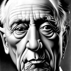 Detailed Monochromatic Hyperrealistic Elderly Man Portrait