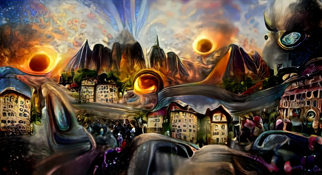 Psychedelic alien city sunset