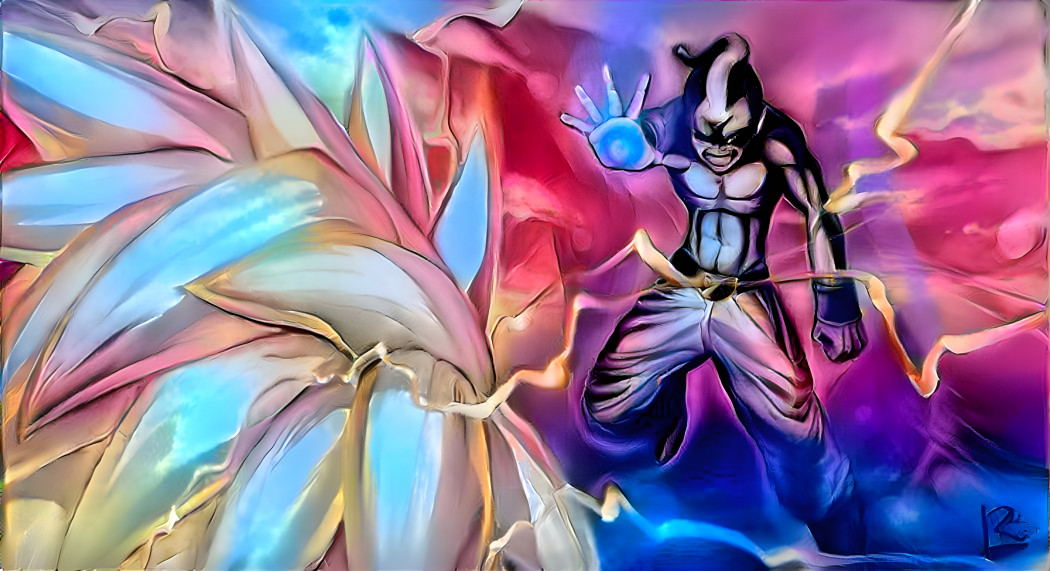 SSJ3 Rainbow Goku VS Dark Kid Buu