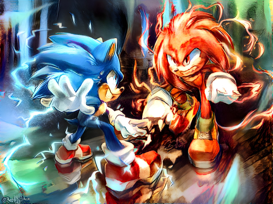 Sonic VS Knuckles (Multi-Art Style)