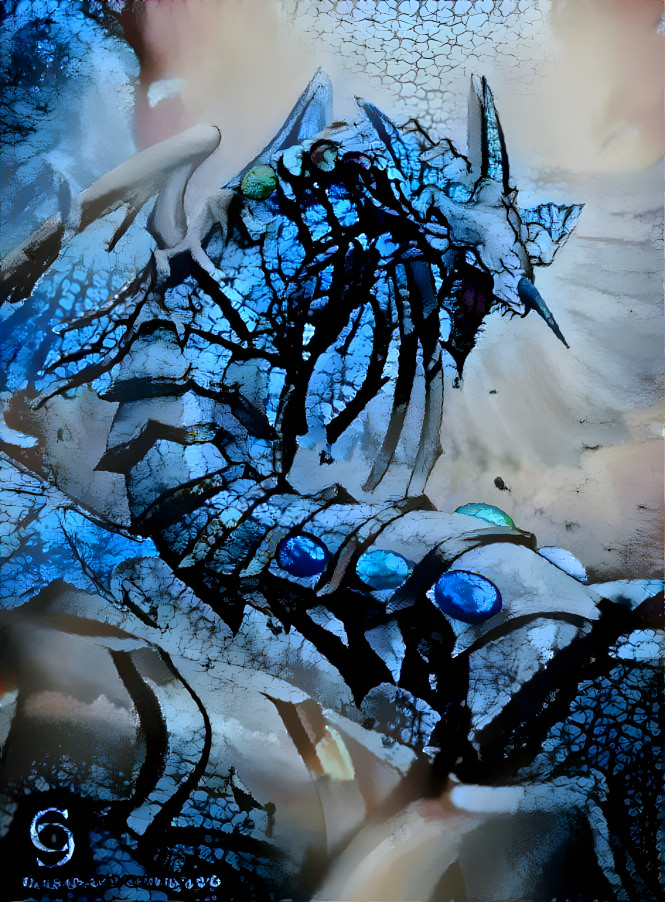 Rainbow Dragon (Creepy Blue Cracked Style)