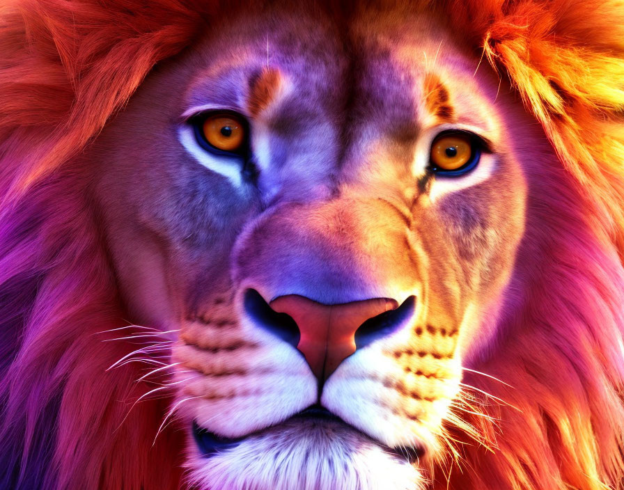 Colorful lion face