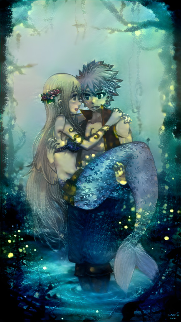 Natsu Carrying Mermaid Lucy (Firefly Style)