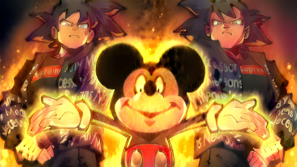 Menacing Mickey w/ 2 Drip Goku Guards (Gold Style)