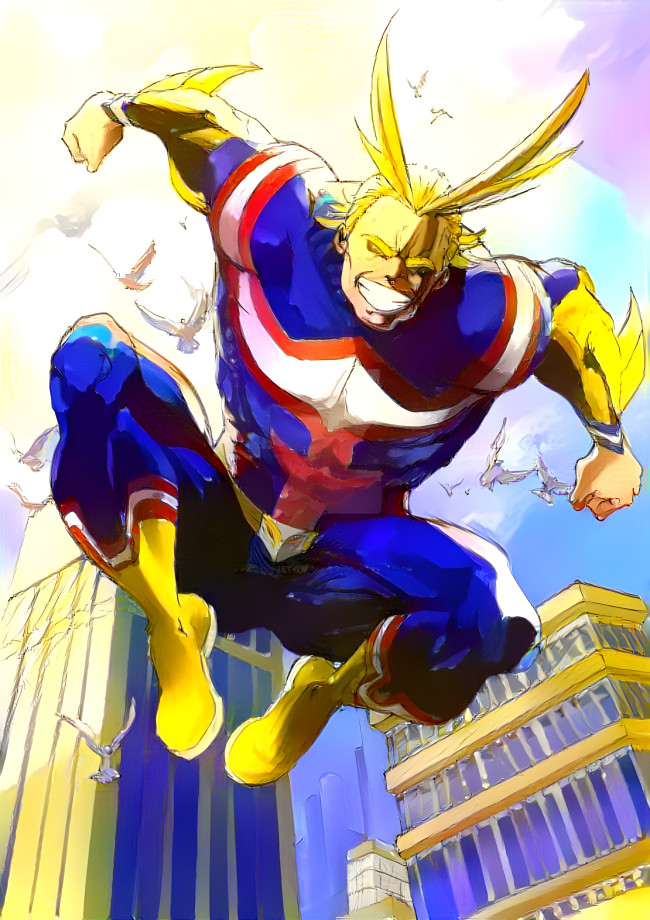 All Might Leaping thru the Sky