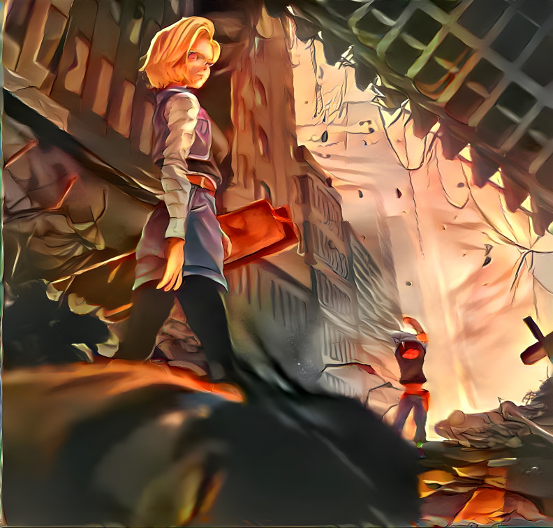 C18 Looking at Dead Future Gohan (Paintng Style)