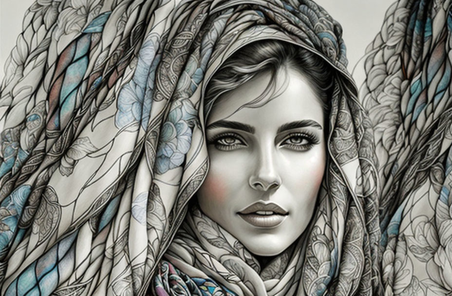Woman with Scarves