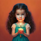 Melancholic young girl with sparkler in surreal digital painting