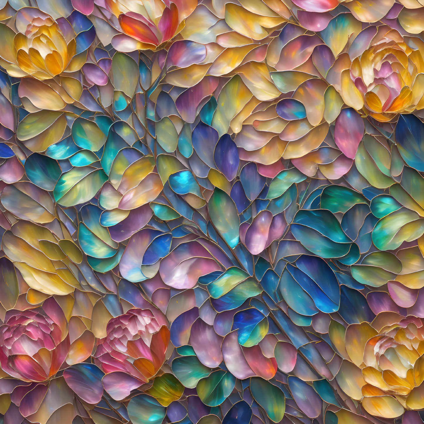 Multicolored Floral Metal Wall Art with Overlapping Petals