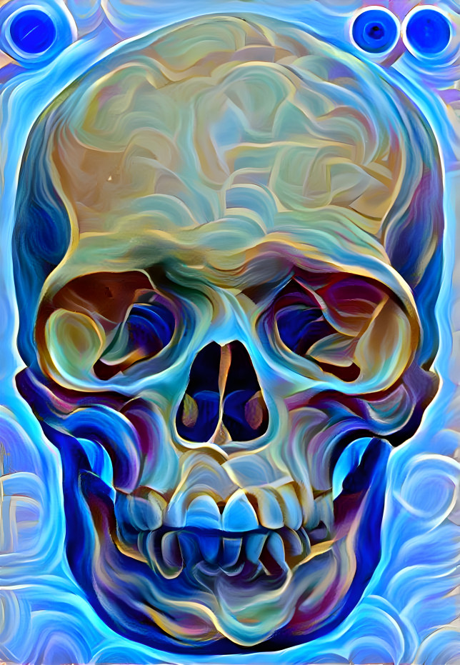 Blue wavey skull