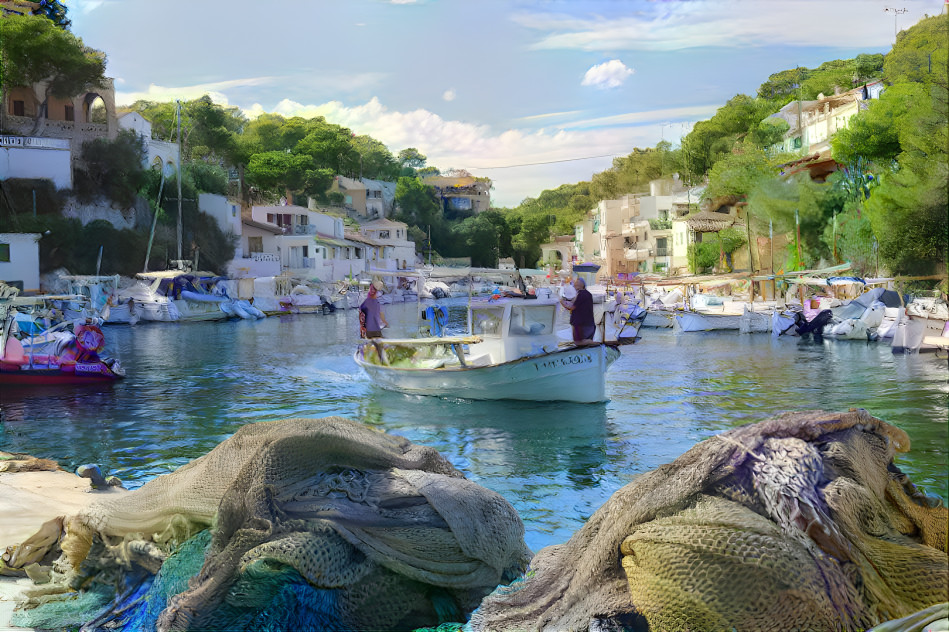 Hafen Mallorca Boote Fischernetze