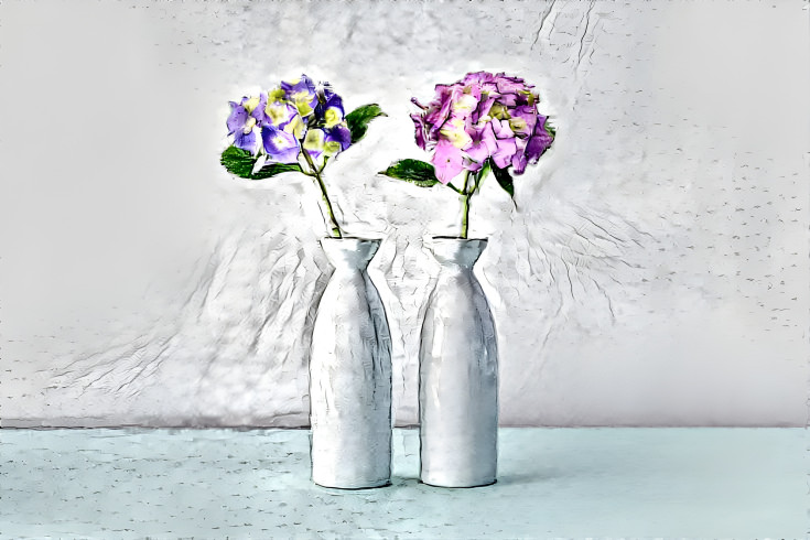 Stillleben Hortensien in Vasen