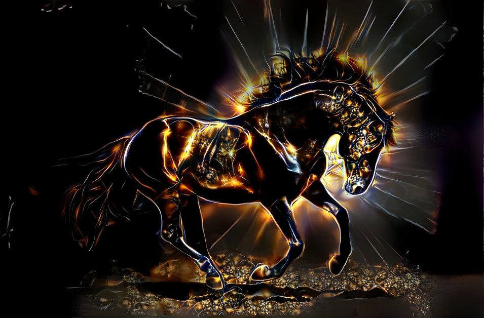 Goldenblack horse