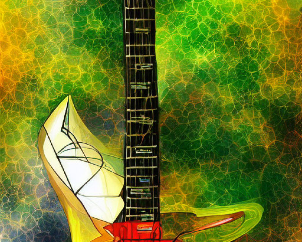 Colorful Electric Guitar Illustration on Textured Background