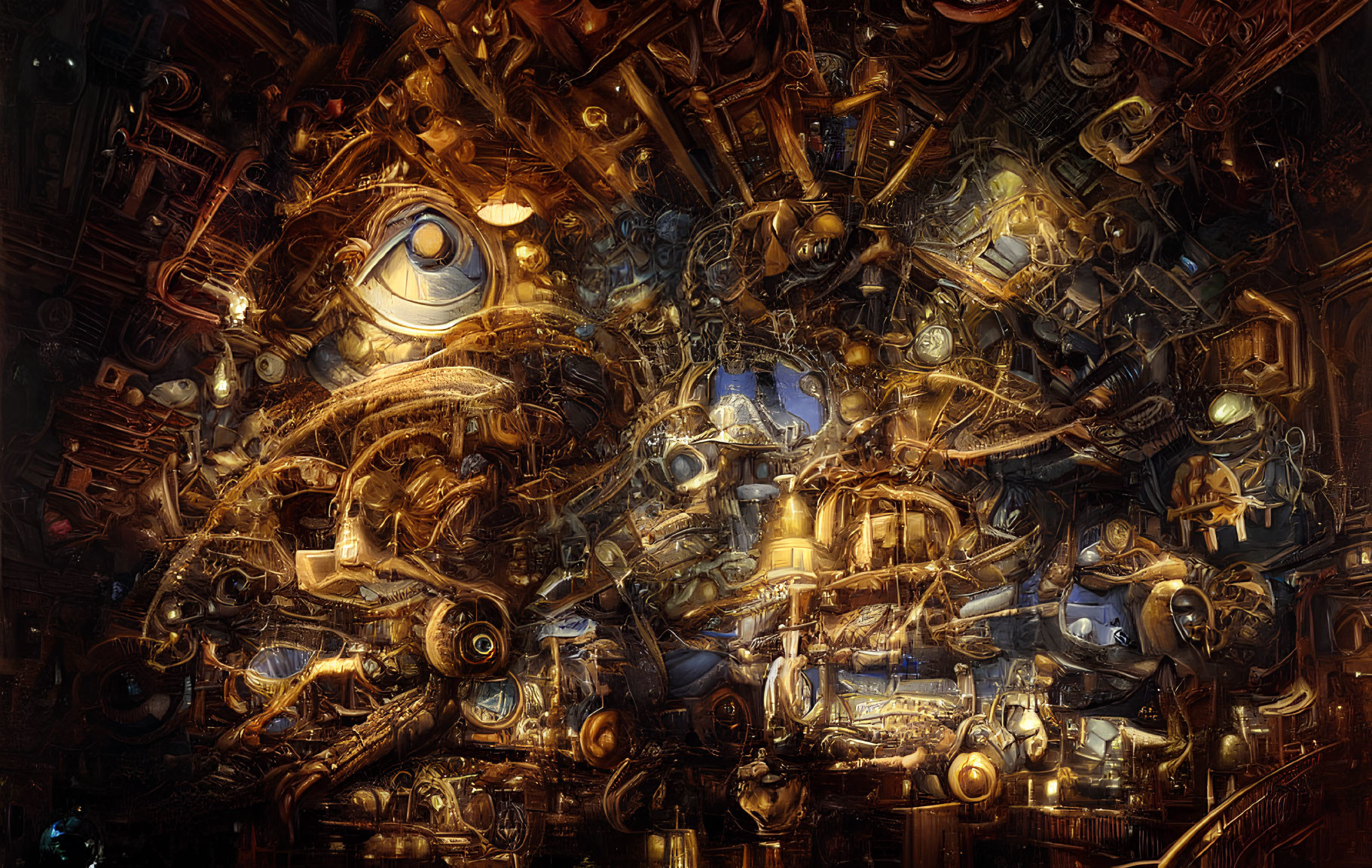 Detailed Steampunk Artwork with Mechanical Gears and Machinery