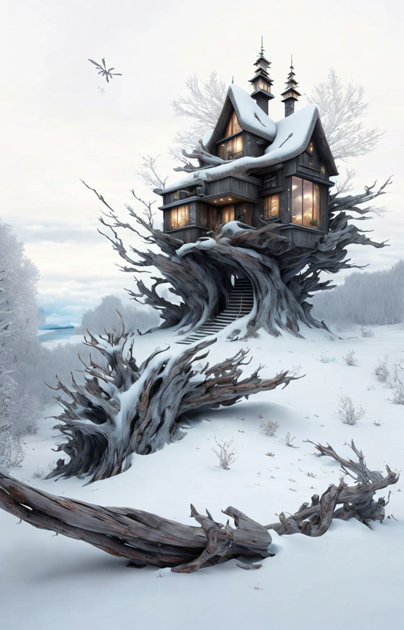 A driftwood house.