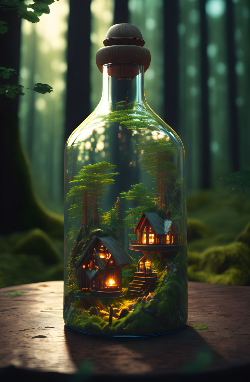 A big bottle in the forest