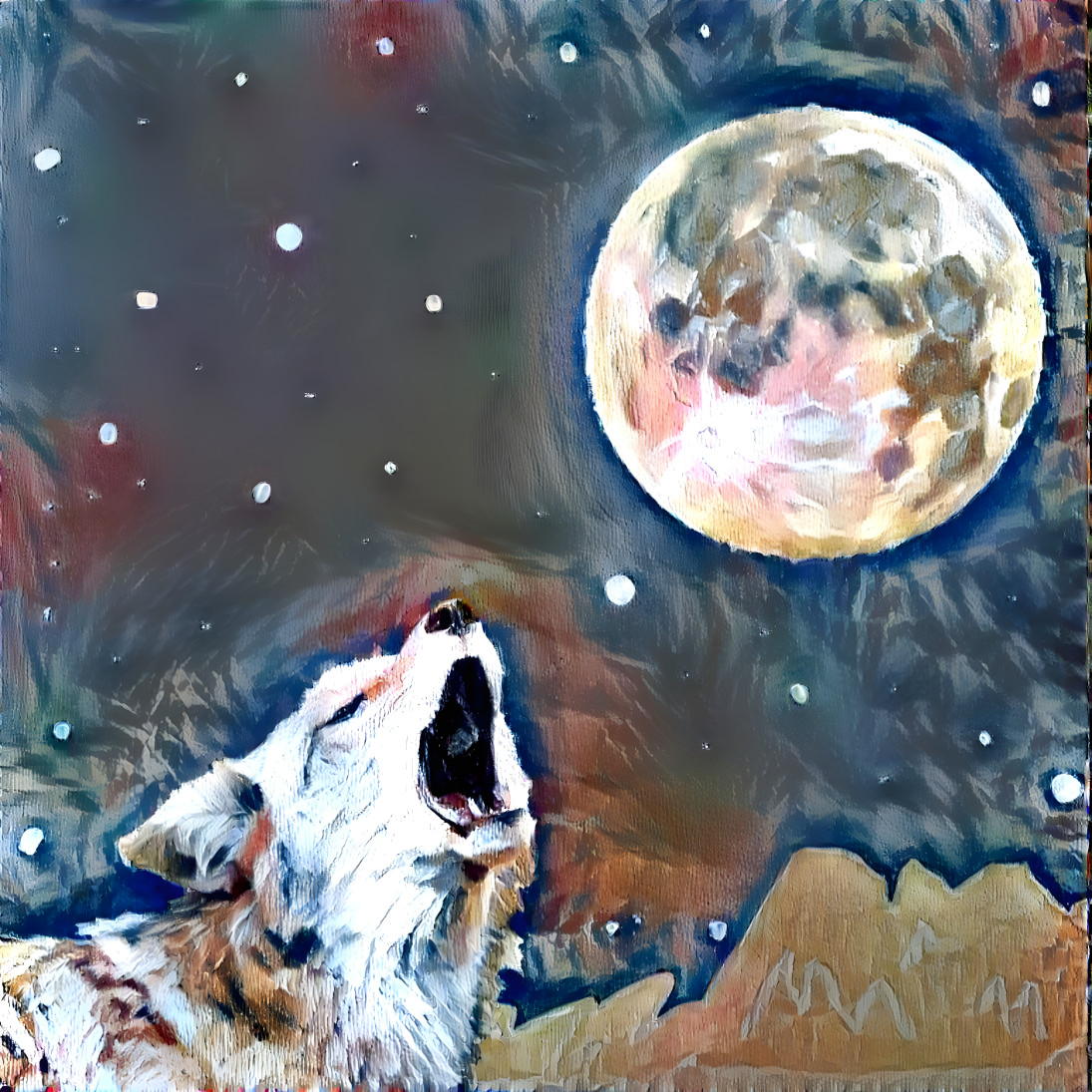 Bark At The Moon (Oil Painting)