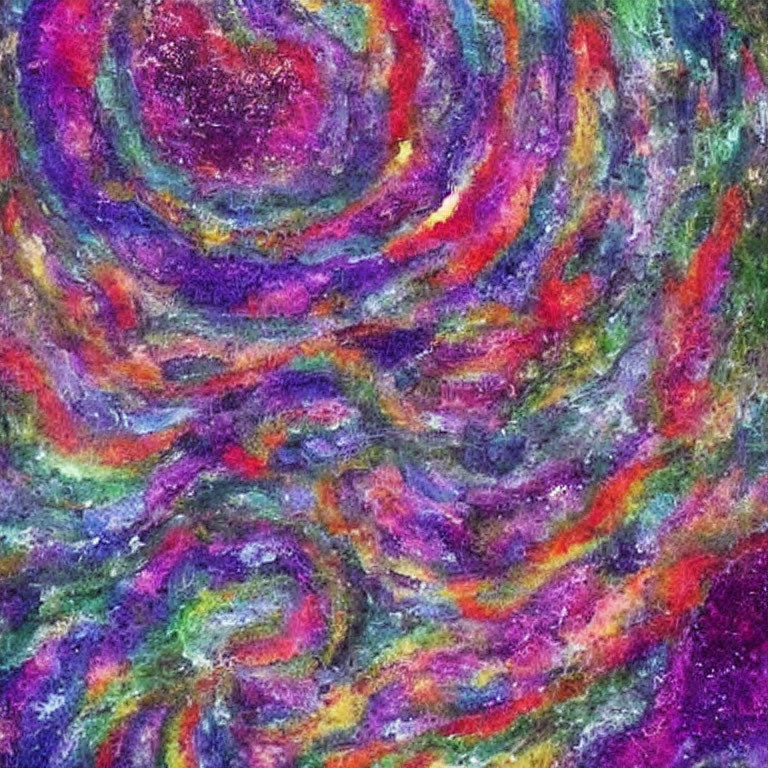 Colorful Abstract Painting with Swirling Cosmic Patterns