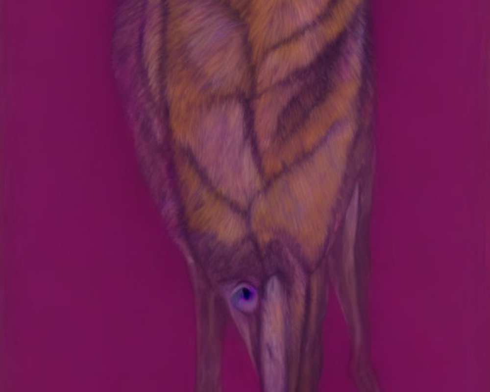 Stylized standing wolf painting on purple background