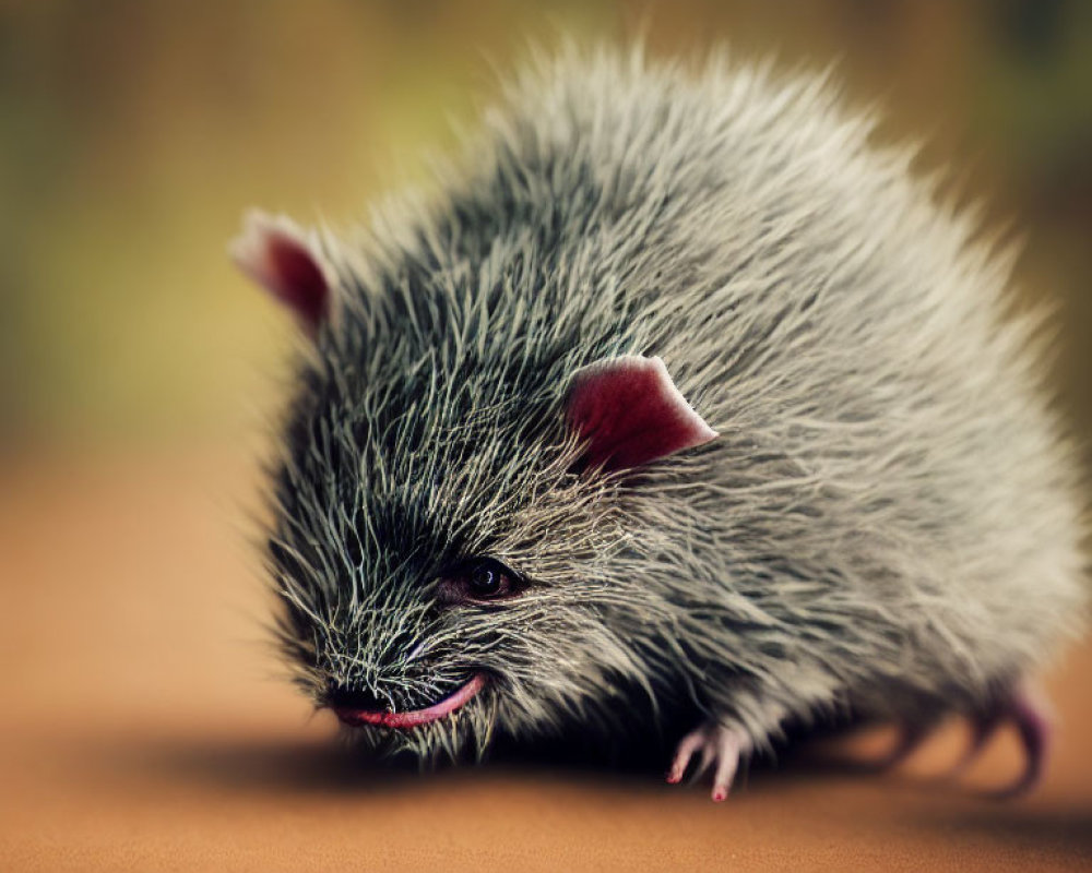 Small furry animal with sharp whiskers and pointed ears on blurred background