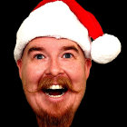 Illustration of Smiling Face with Santa Hat on Black Background