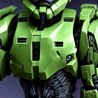 Detailed Green Armor Action Figure with Orange Visor