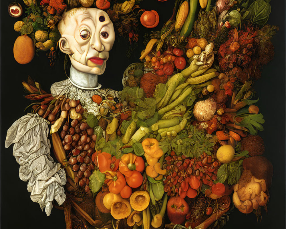 Surreal portrait of fruits and vegetables in Renaissance style