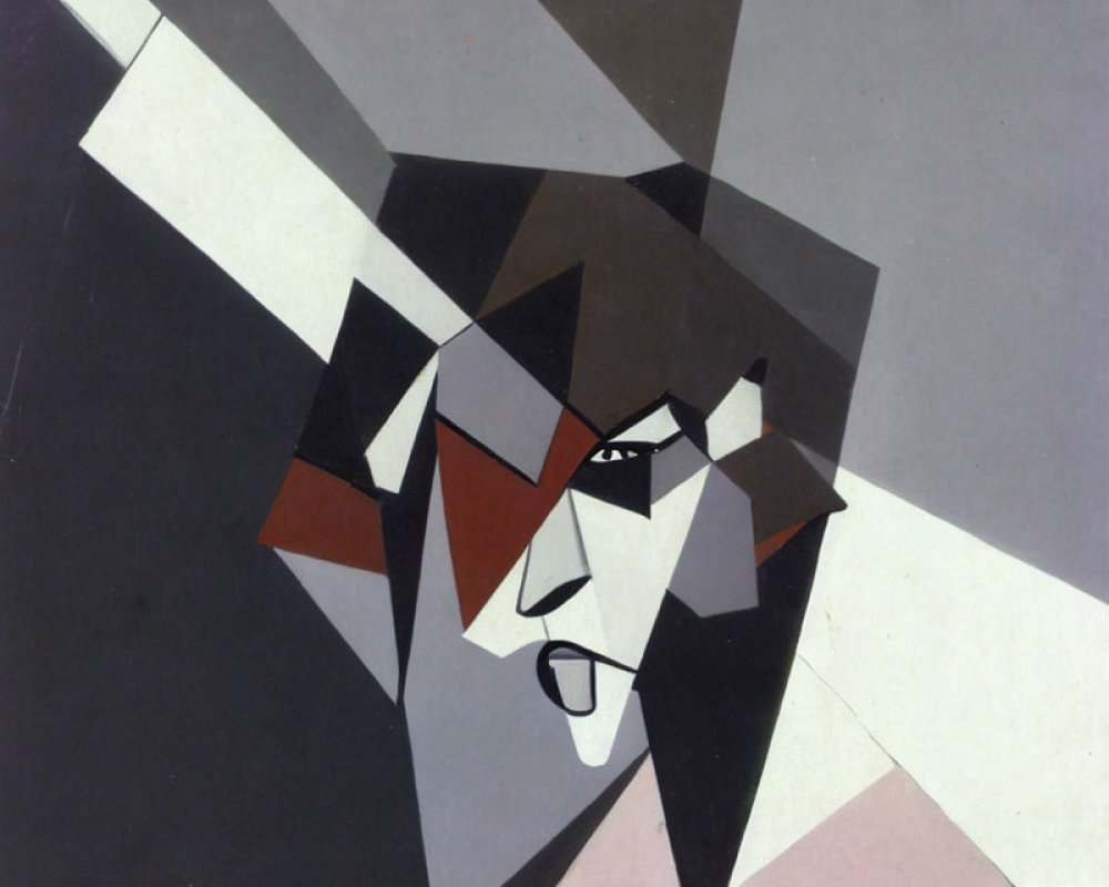 Geometric Cubist-style Face Art in Muted Colors