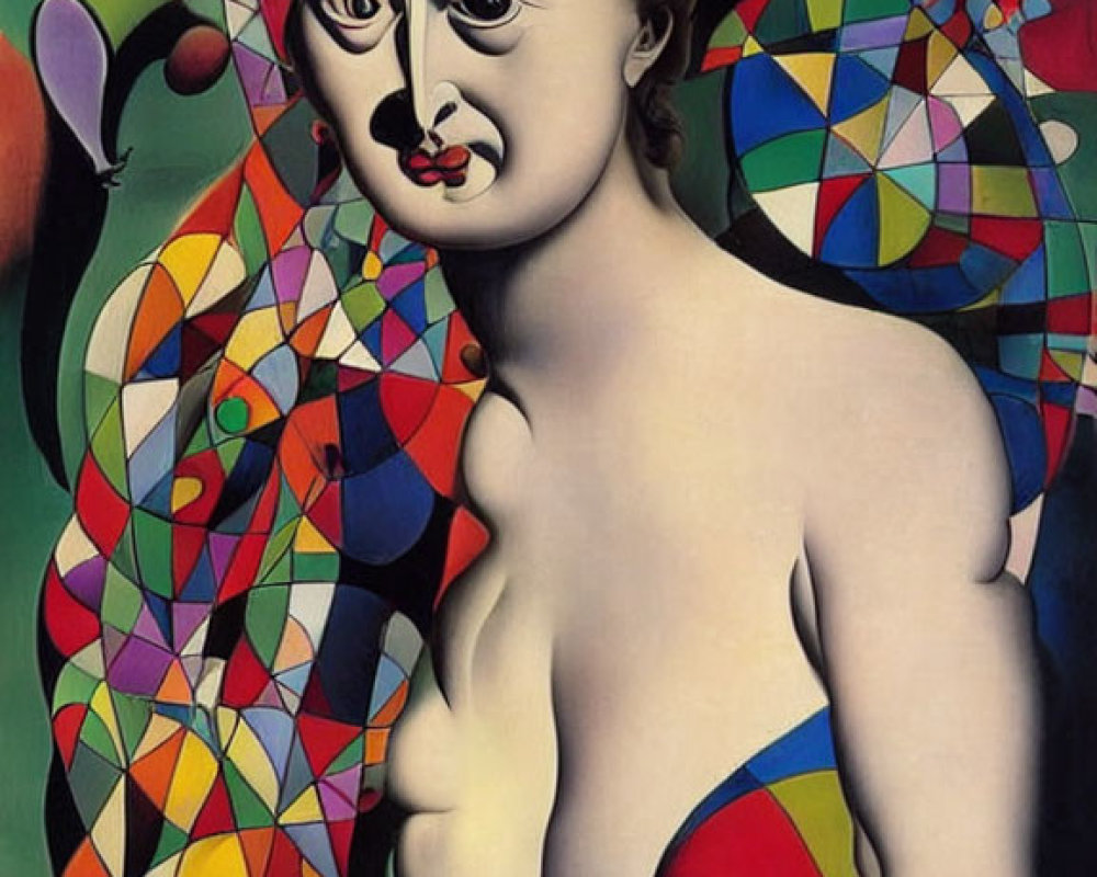 Colorful Surrealist Painting of Nude Female Figure