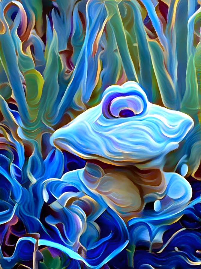 Frosch in blau