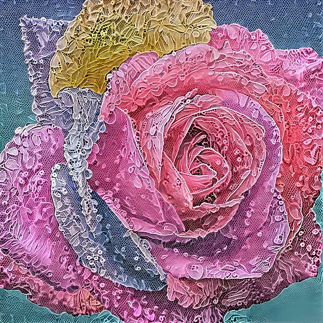 Multicolored, Lace Rose