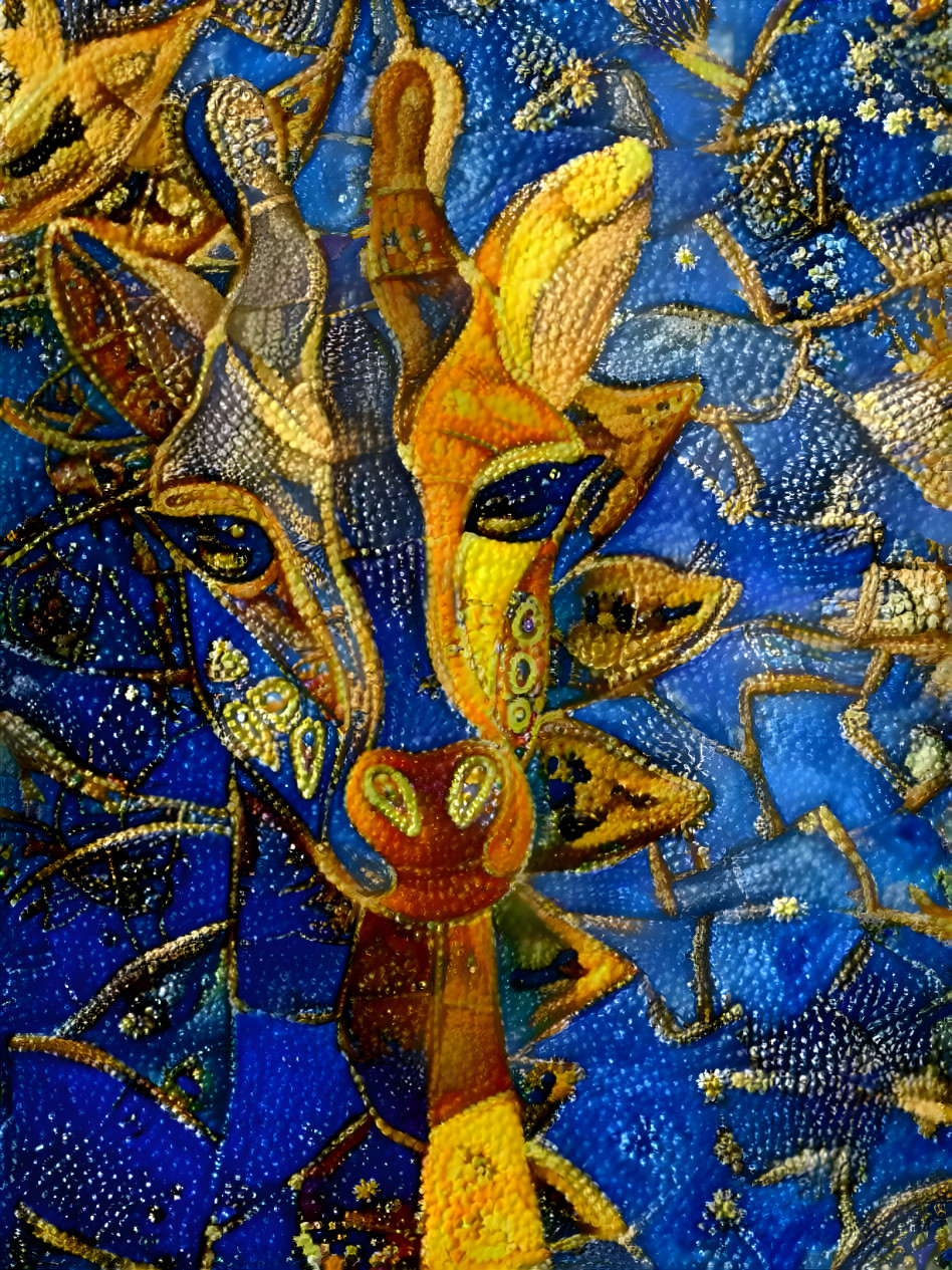 Madame Girafe Bleue et Or
