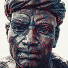 Man with Patterned Turban in Textured Digital Art