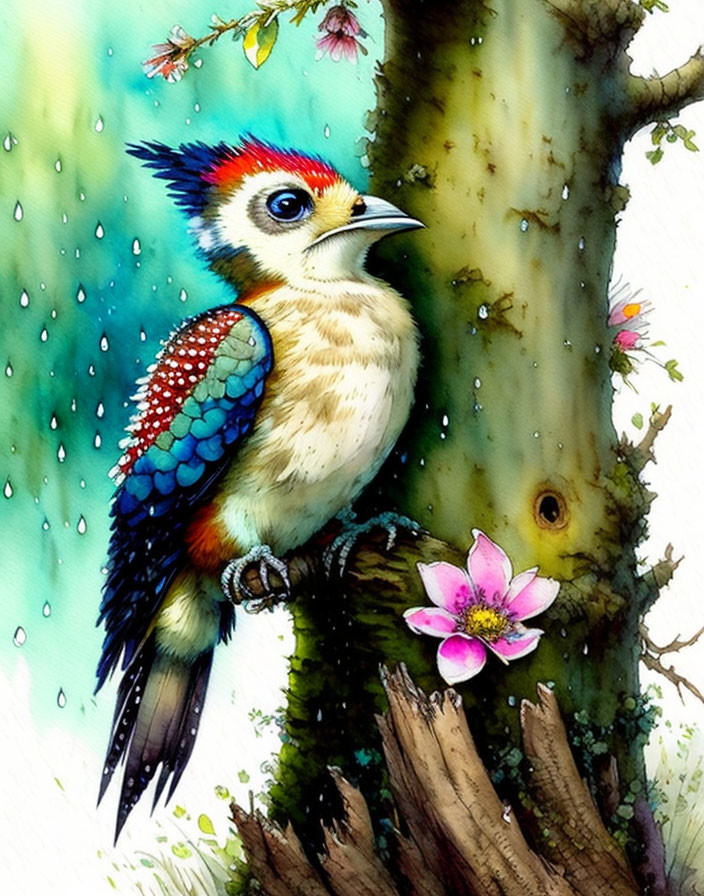 Cute Fantasy Woodpecker