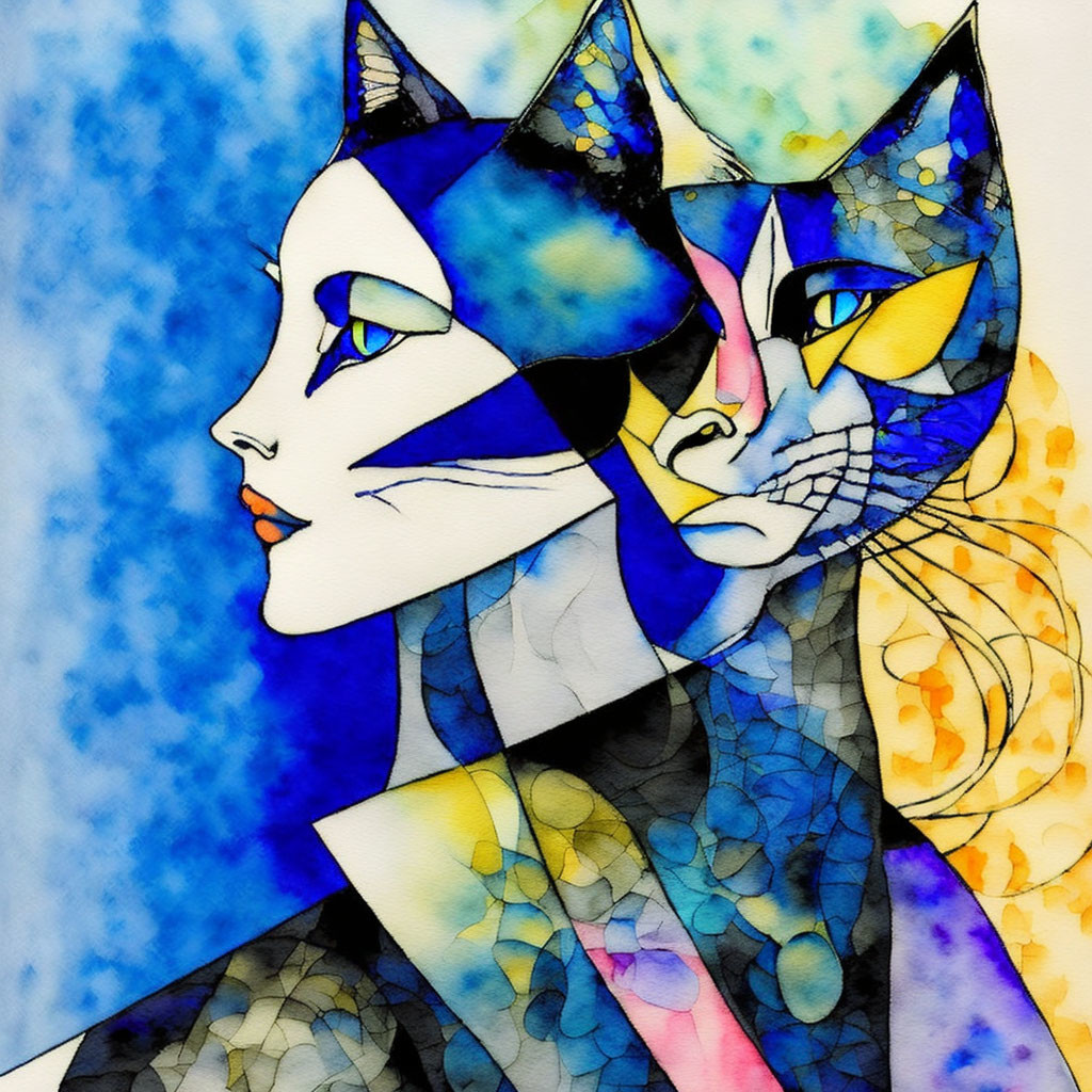 Cat Woman in Blue