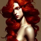 Woman with flowing red hair in digital artwork