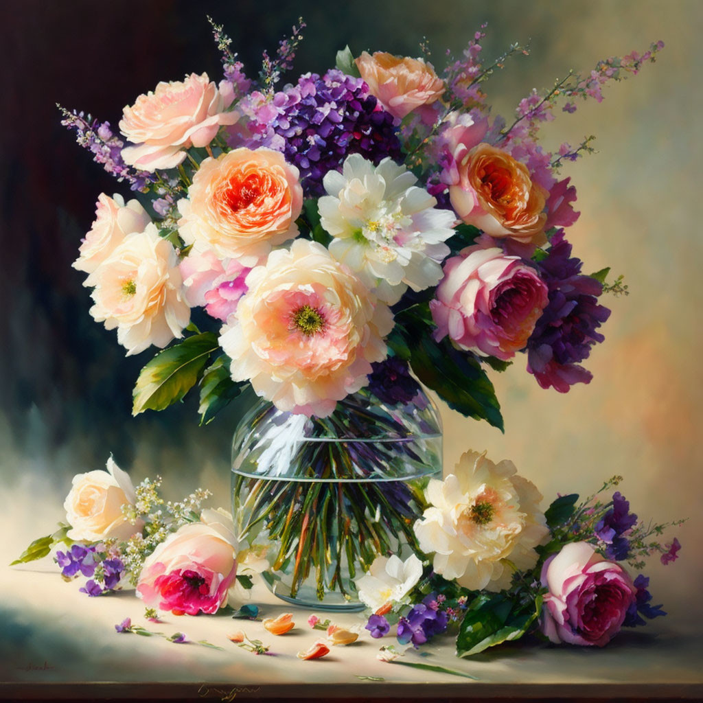 exquisite mixed spring bouquet painting