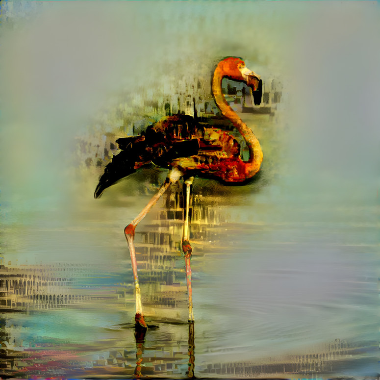 Flamingo In Water Painting Arts