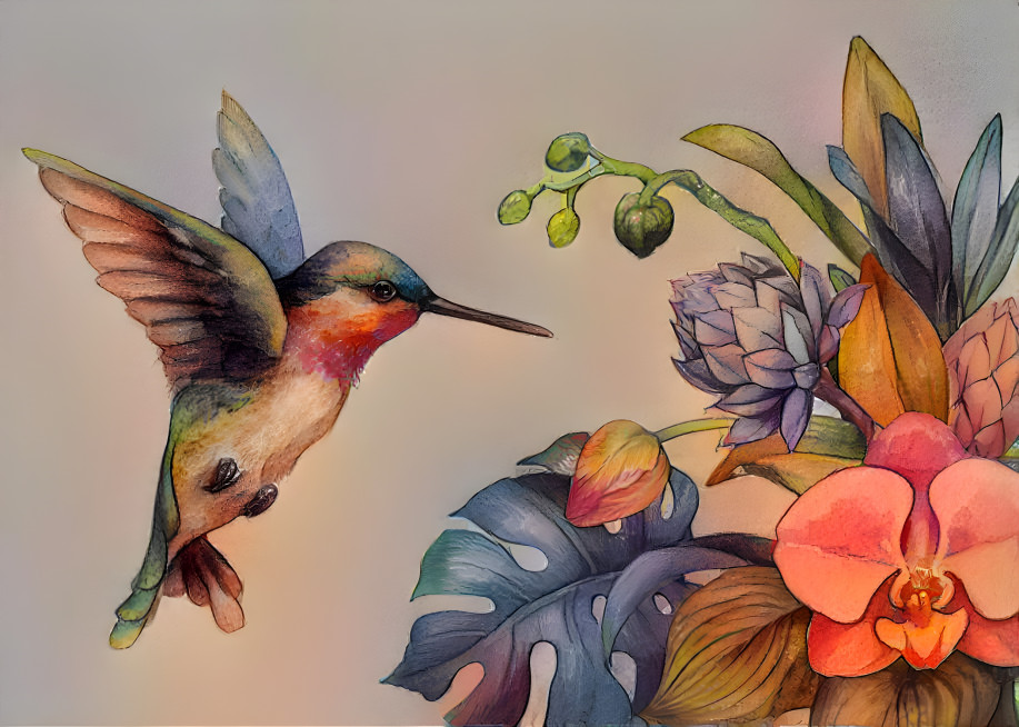 A hummingbird in poetic motion