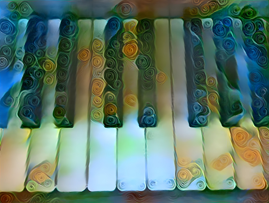 Piano and swirls 