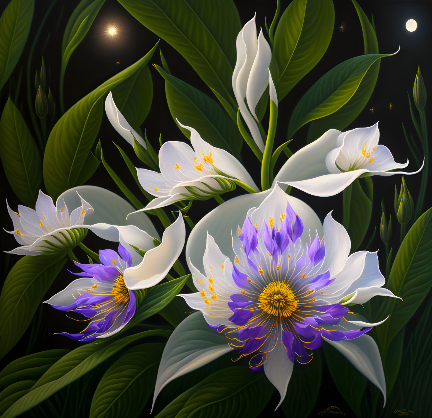 Moon and Flowers