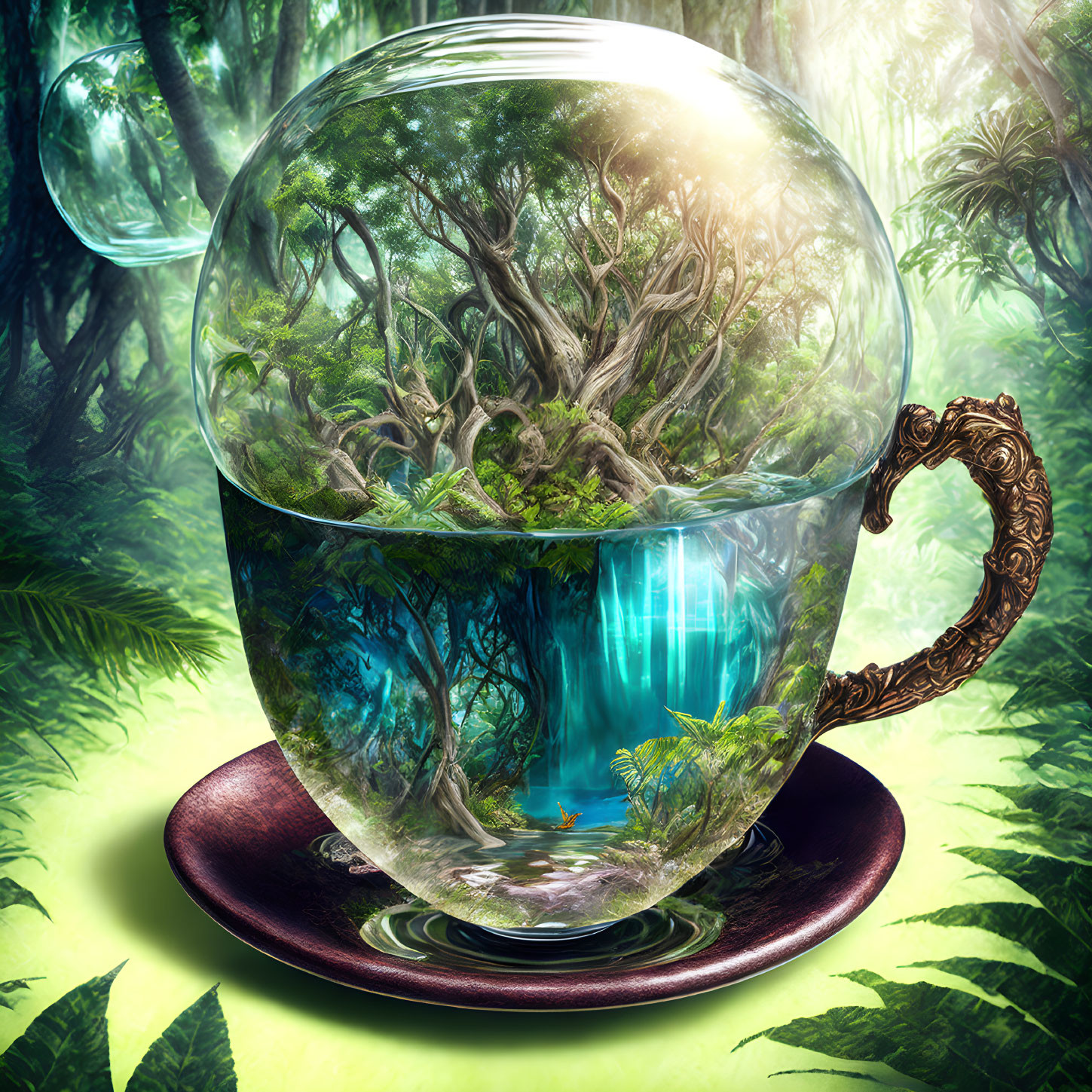 a cup of tropical forest