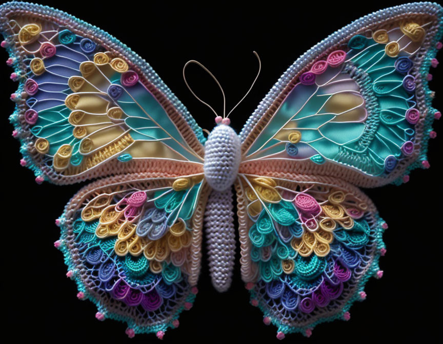 Crocheted pastel butterfly 