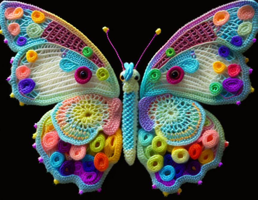 Bright crocheted butterfly 