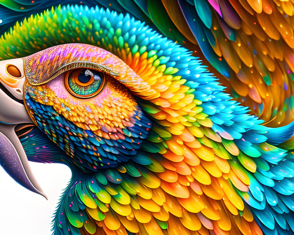 Colorful Parrot Close-Up Illustration with Detailed Textures