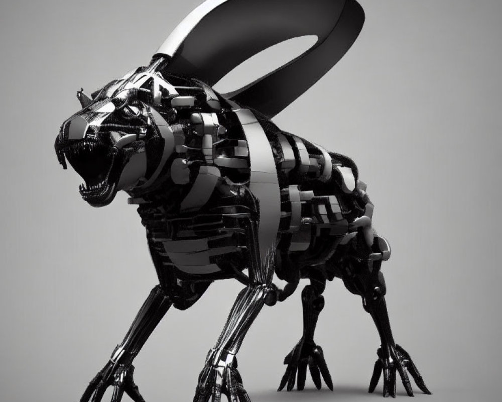 Detailed 3D digital image of a stylized mechanical bee