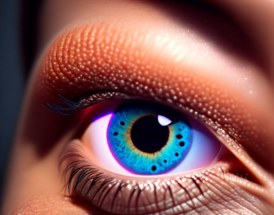 Detailed Close-Up of Blue and Purple Human Eye