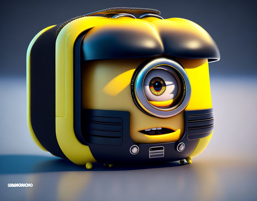 Minion-inspired backpack with 3D-rendered design and iconic features