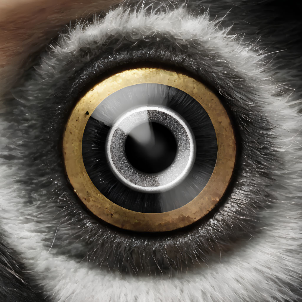 Detailed Close-Up of Animal Eye with Golden Iris and Black Pupil